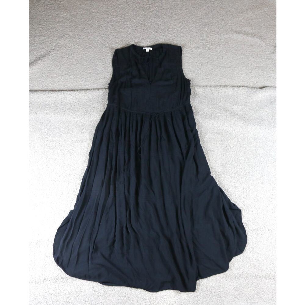 Standard James Perse Dress 2 Black A line Pleated Drawstring Sleeveles